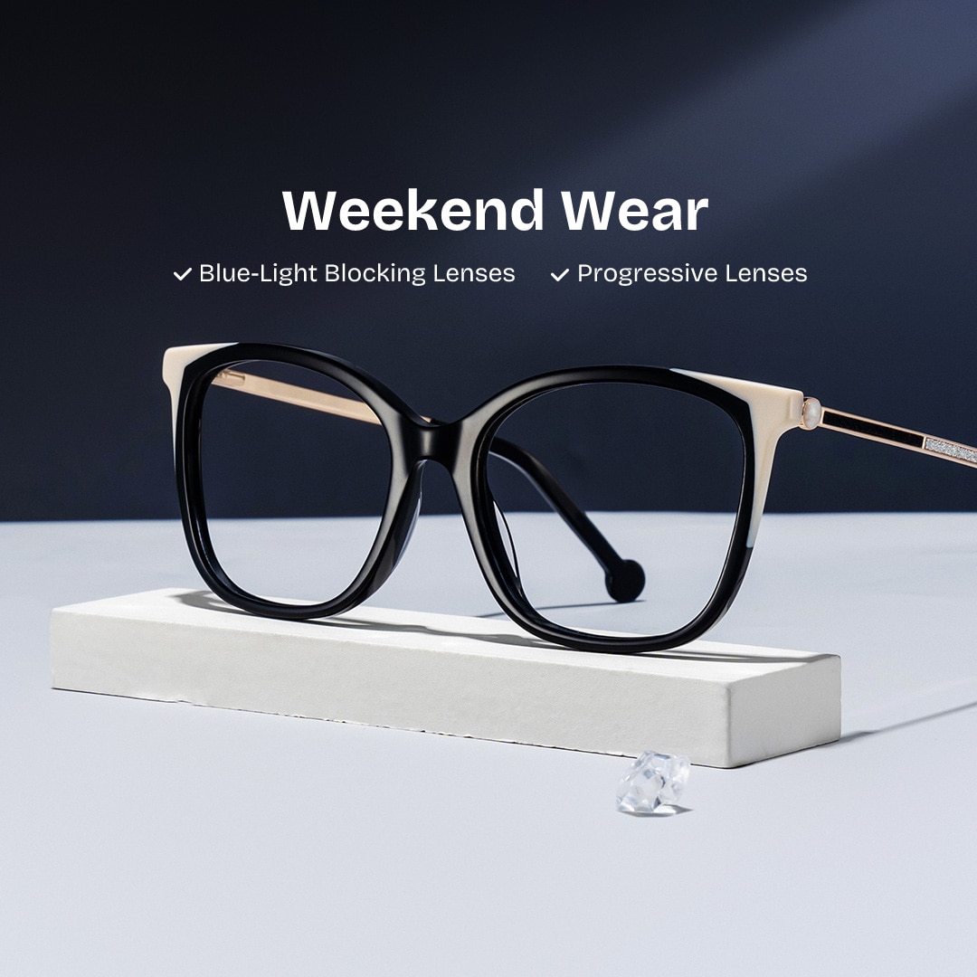 Nico Square Black White Glasses