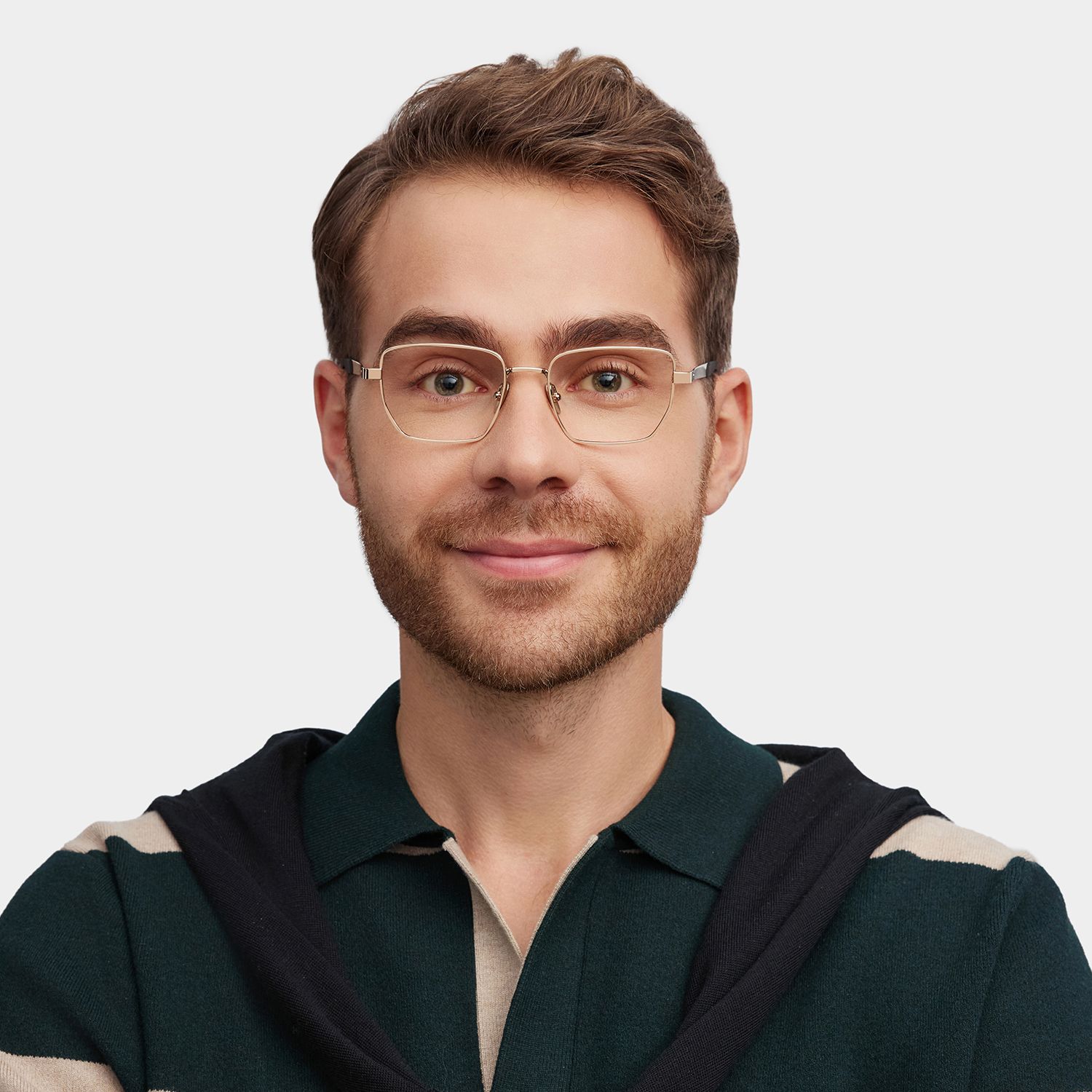 Jameson Gold Frame Prescription Glasses with Geometric Shape | ZEELOOL
