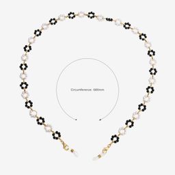 Simple Stylish Black White Flower Eyewear Chains2