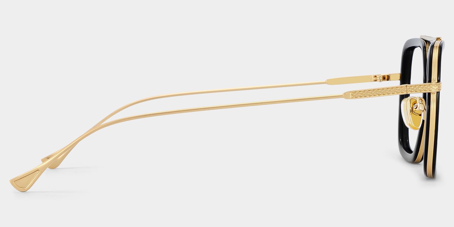 Gifford Aviator Black Frame Glasses with Gold Trim