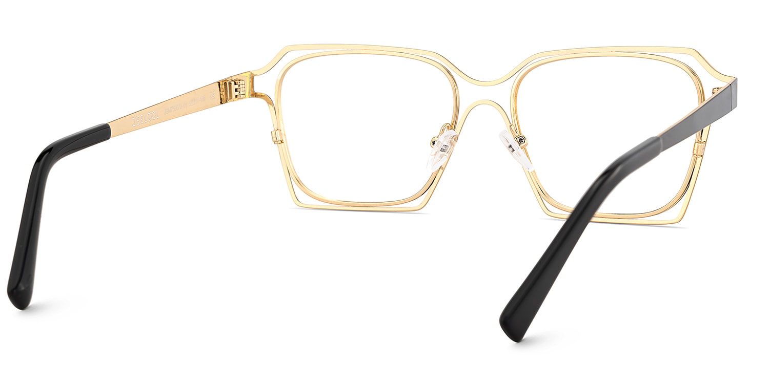 Foday Geometric Black Gold Glasses5