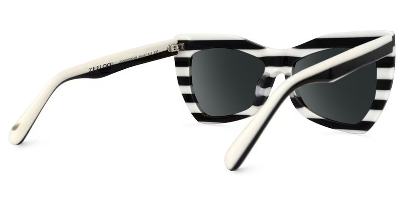 Perverse Mirrored Browline Sunglasses in Geometric Black and White Pattern Sunglasses by Maryam Keyhani: Bevelled black and off-white color main image 4