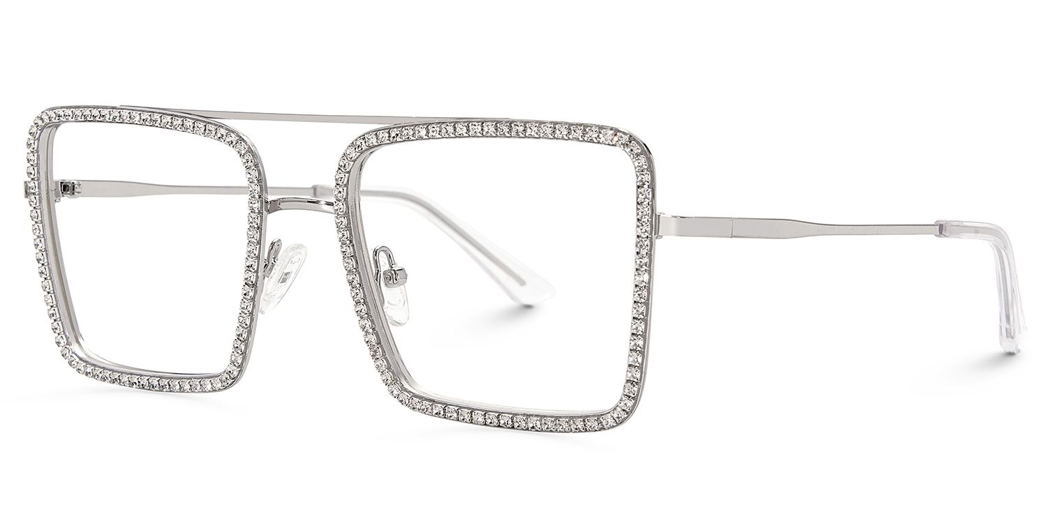 Diva Sparkle Silver Glitter Eyeglass frames and Glasses3