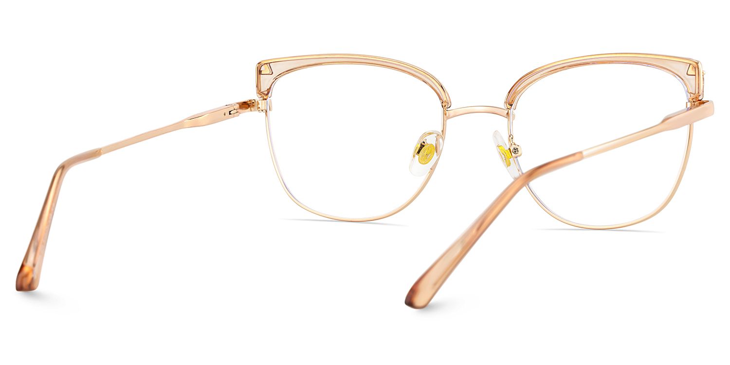 Beau Eyeglasses in Cat eye Beige Gold Frame | Zeelool5