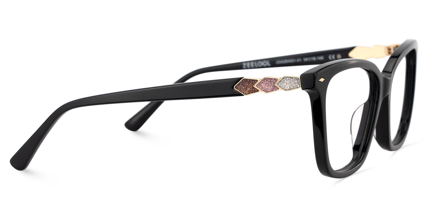 Theo Acetate Black Frame Glasses with Square Shape | Zeelool4