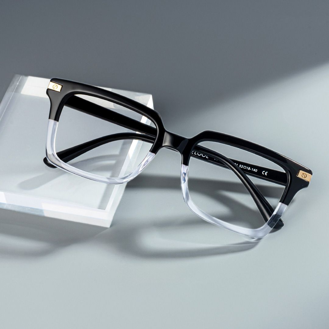 Men's Square Frames With Black And Clear Color0