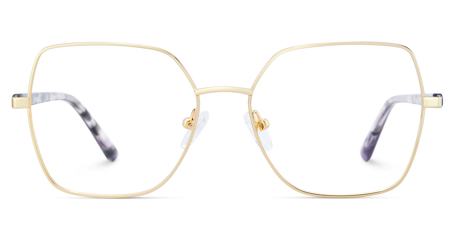 Billie Golden Geometric Prescription Glasses | Zeelool0