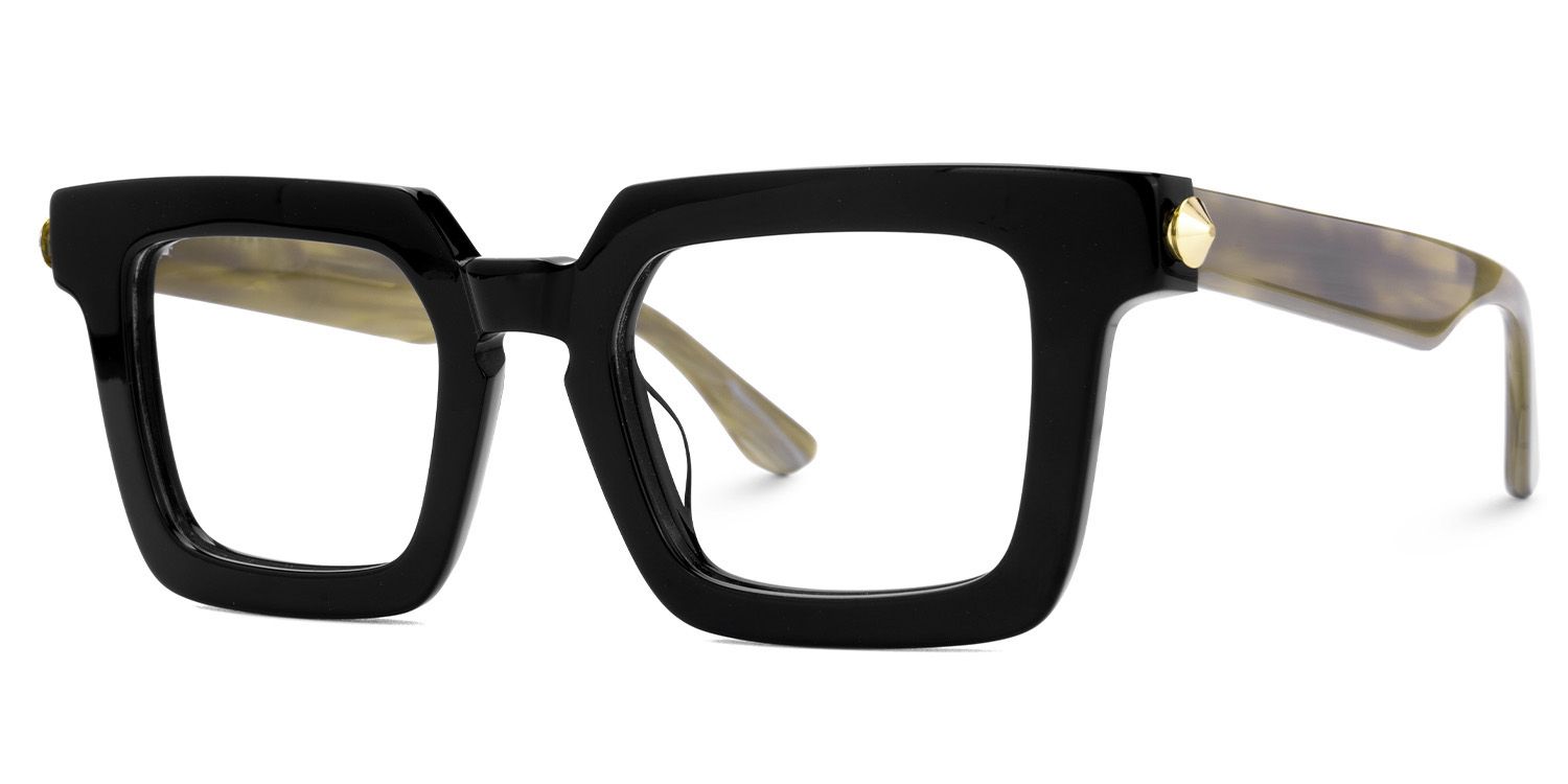 Ruthann Eco Acetate Black Square Frame Glasses Men's | Zeelool2