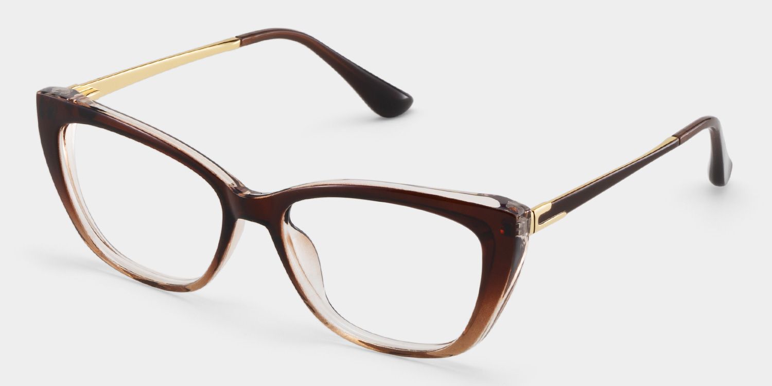 Harlow Brown Frame Glasses with Rectangle Frame Online | ZEELOOL3
