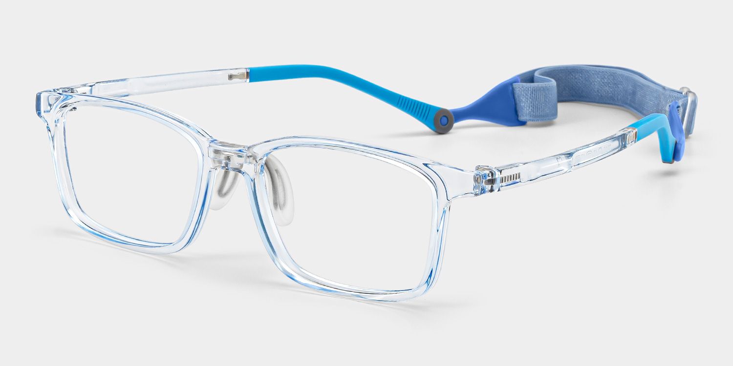 June Rectangle Clear Blue Frame Eyeglasses for Pre-tweens2
