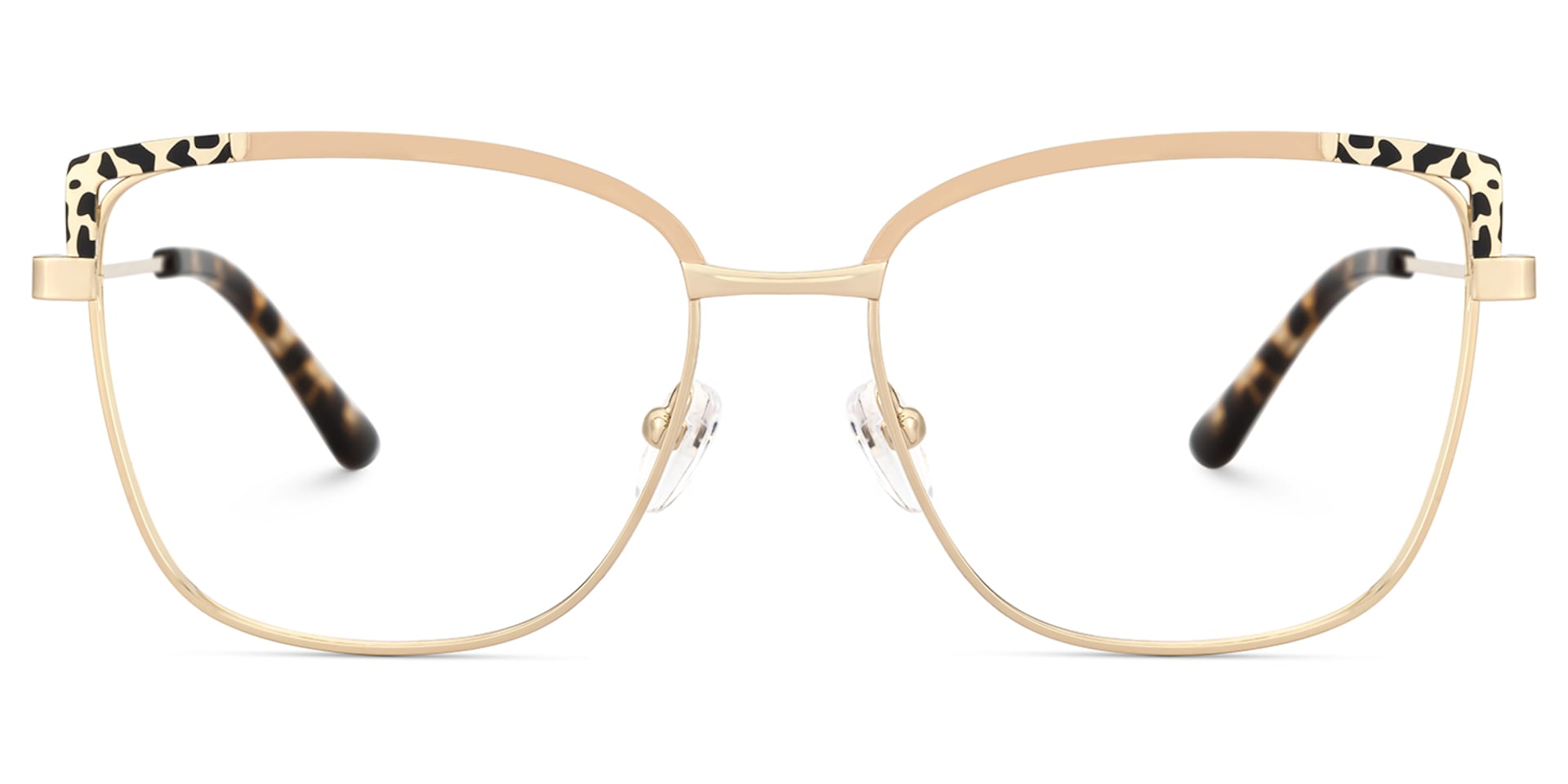 Square Metal Glasses With Pink and Tortoise Color1