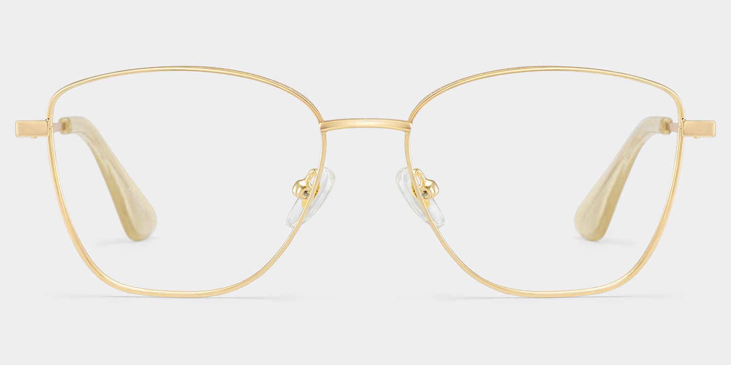 Skyler Square Gold Metal Glitter Frame Glasses | ZEELOOL1