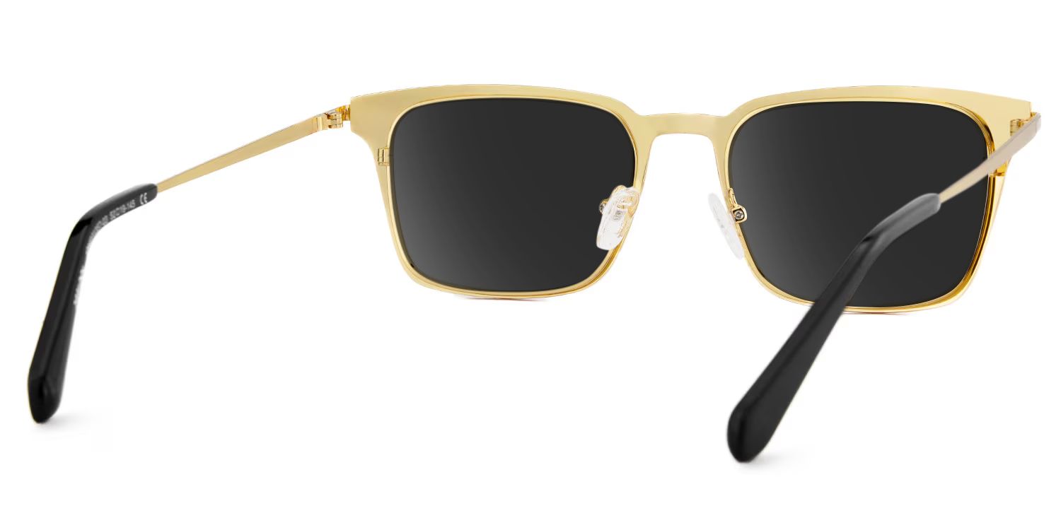 Chaney Rectangle Gold Prescription Sunglasses | ZEELOOL4