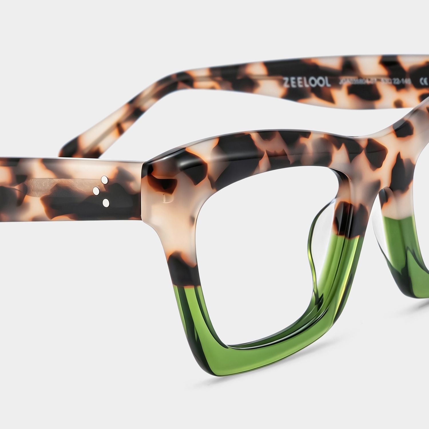 Benitez Square Two-Tone Glasses in Tortoise & Green Color | ZEELOOL5