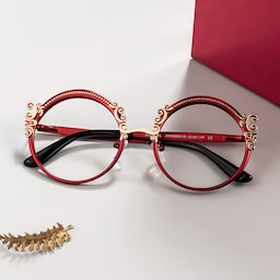 Nelida Round Red Glasses0
