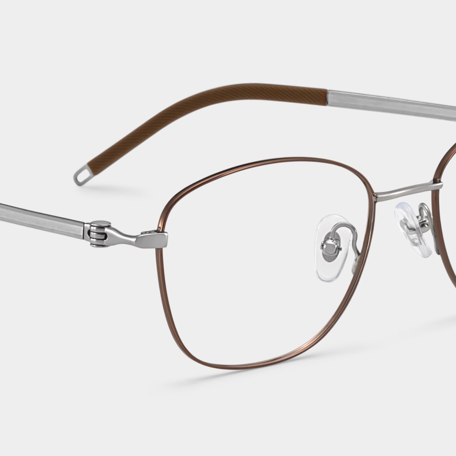 Nicole Brown Metal Glasses in Wide Rectangle Frames | ZEELOOL