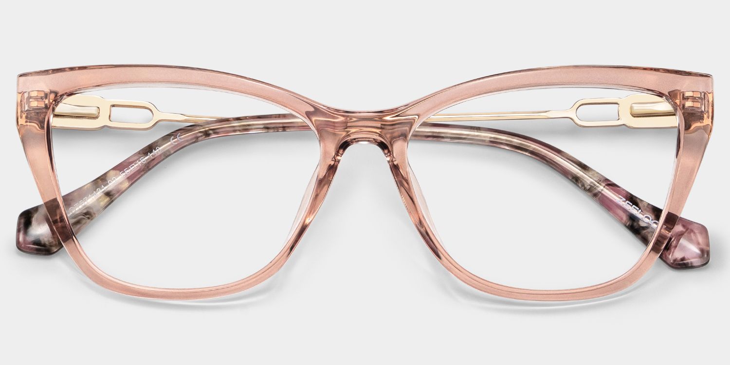 Celeste Beige Floral Cat Eye Glasses for Women | ZEELOOL1