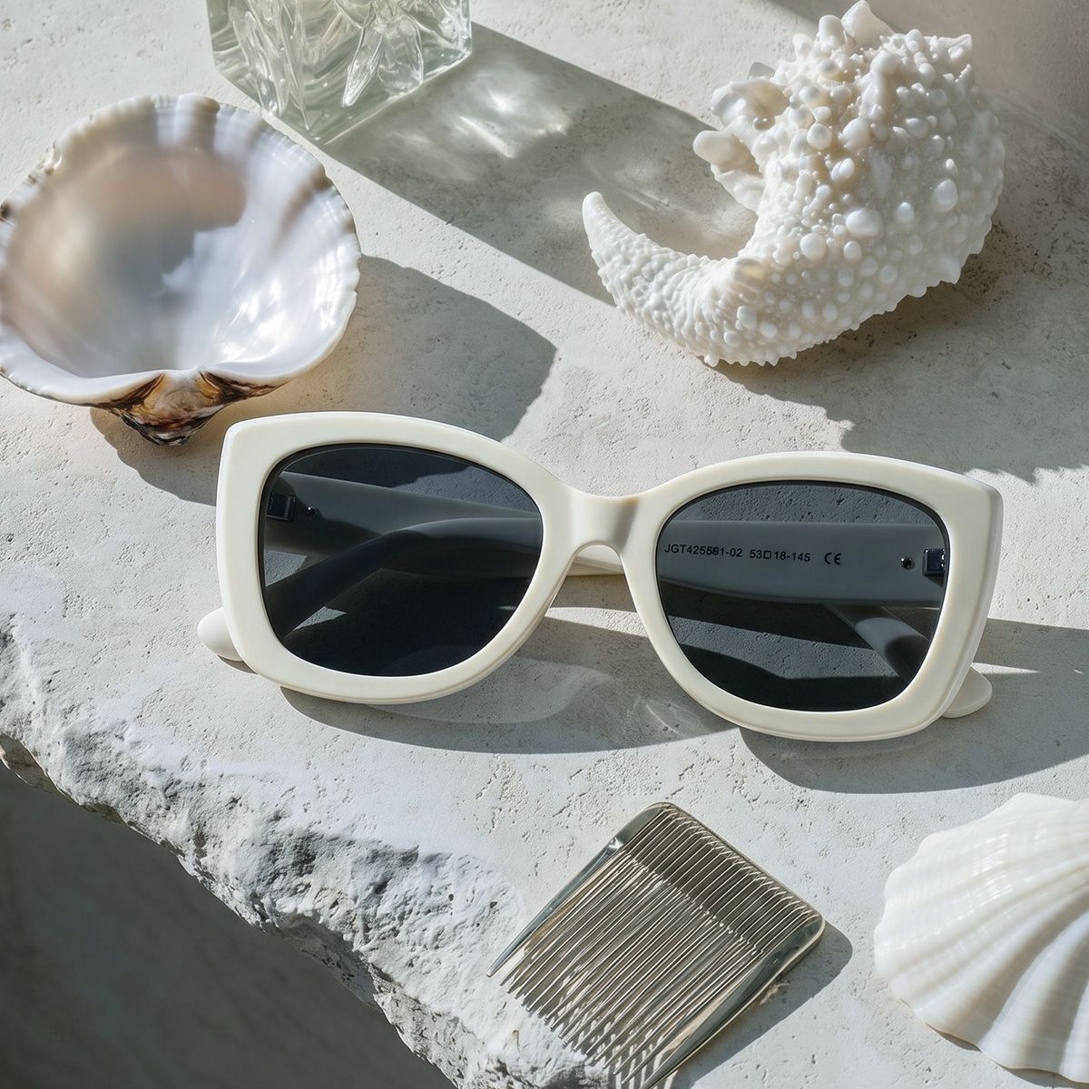 Rosie Cream Thick White Butterfly Frame Sunglasses | ZEELOOL