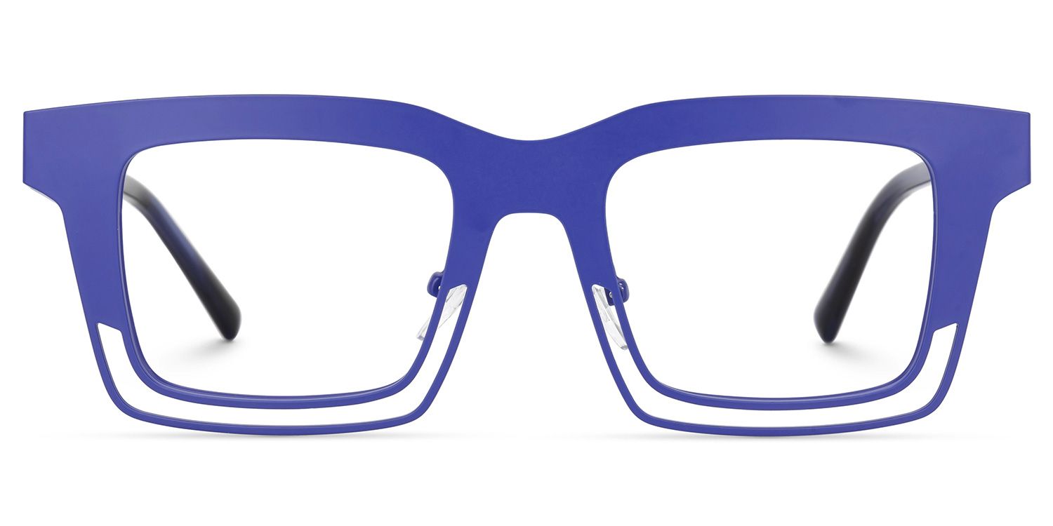 Evan Rectangle Blue Frame Eyeglasses for Males | Zeelool0