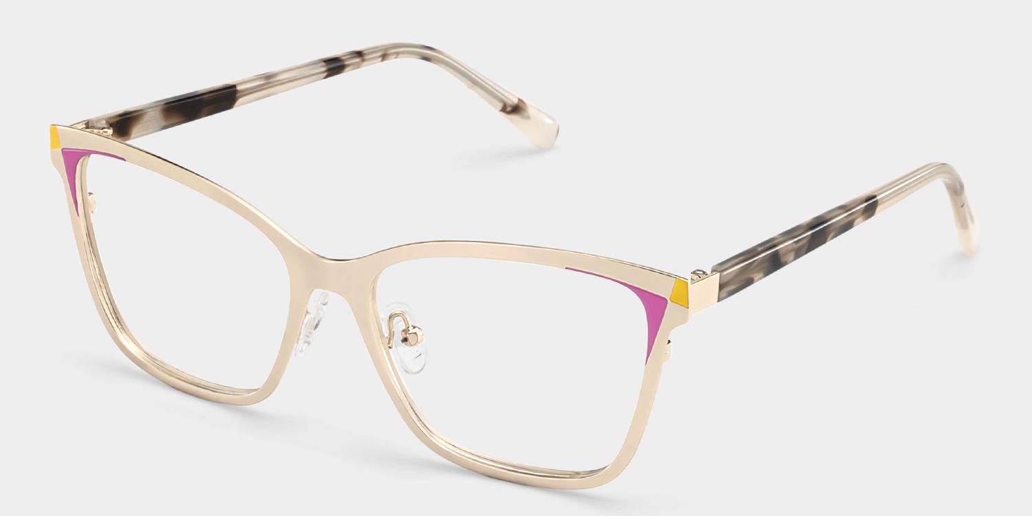 Elise Gold Frame Glasses with Rectangle Frame Online | ZEELOOL3