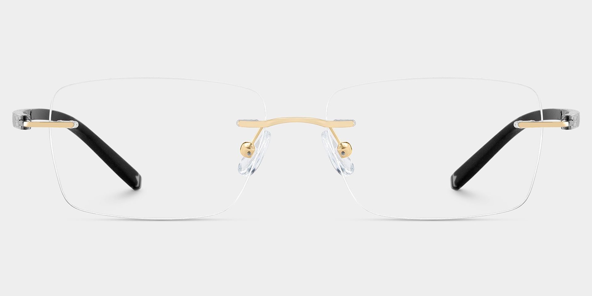 Adeline Gold Rimless Glasses for Men in Rectangle Frame | ZEELOOL1