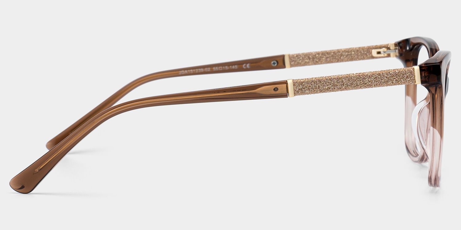 Finnian Square Clear Brown Glasses Frames with Glitter Fabric