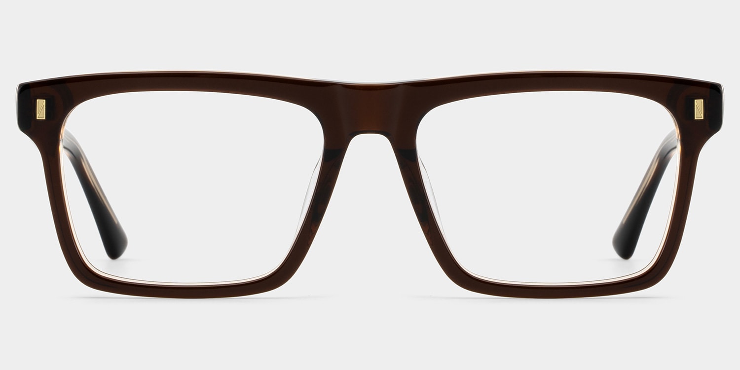 Rectangle Brown Eyeglasses- Henry Acetate Frame Glasses1