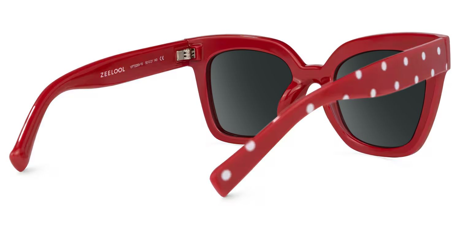 Malcolm Square Red Polka Dot Frame Sunglasses | Zeelool3
