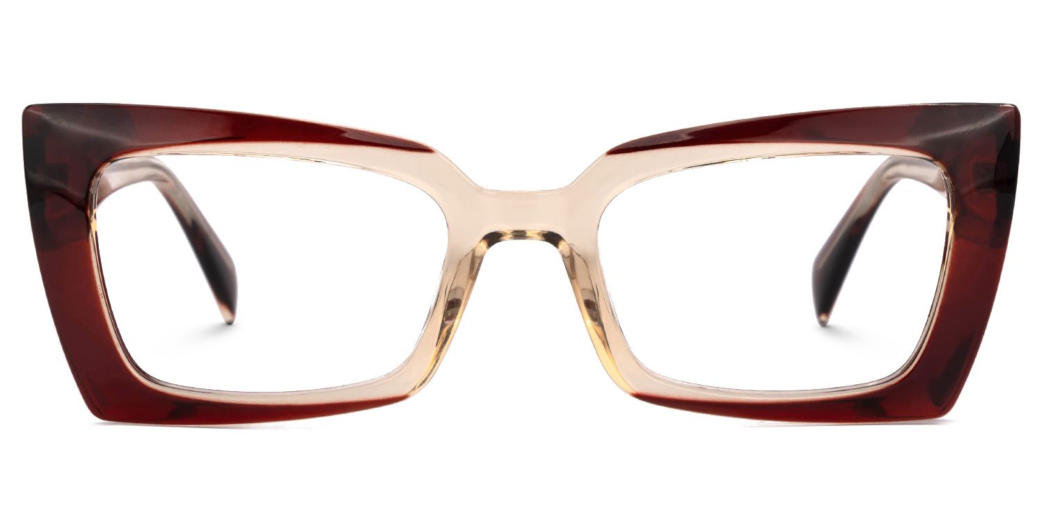 Bueghly Beige-Red Eyeglasses with Rectangle Shape | Zeelool Optical0