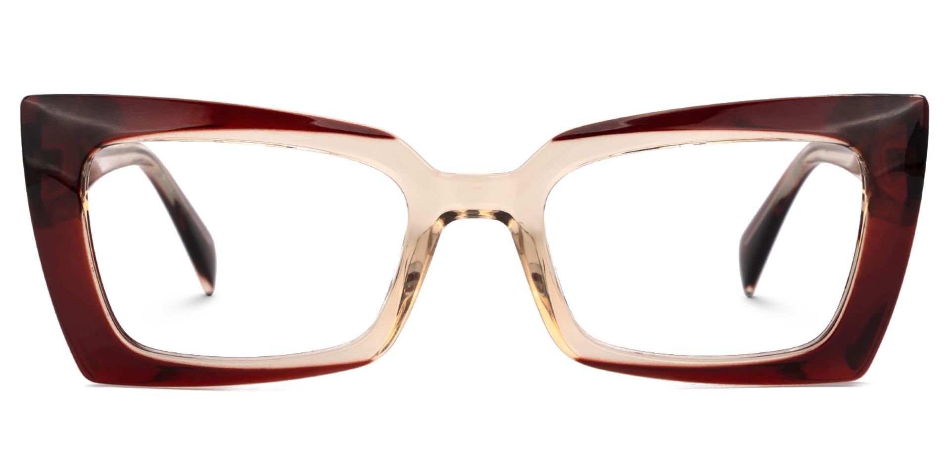 Bueghly Beige-Red Eyeglasses with Rectangle Shape | Zeelool Optical0