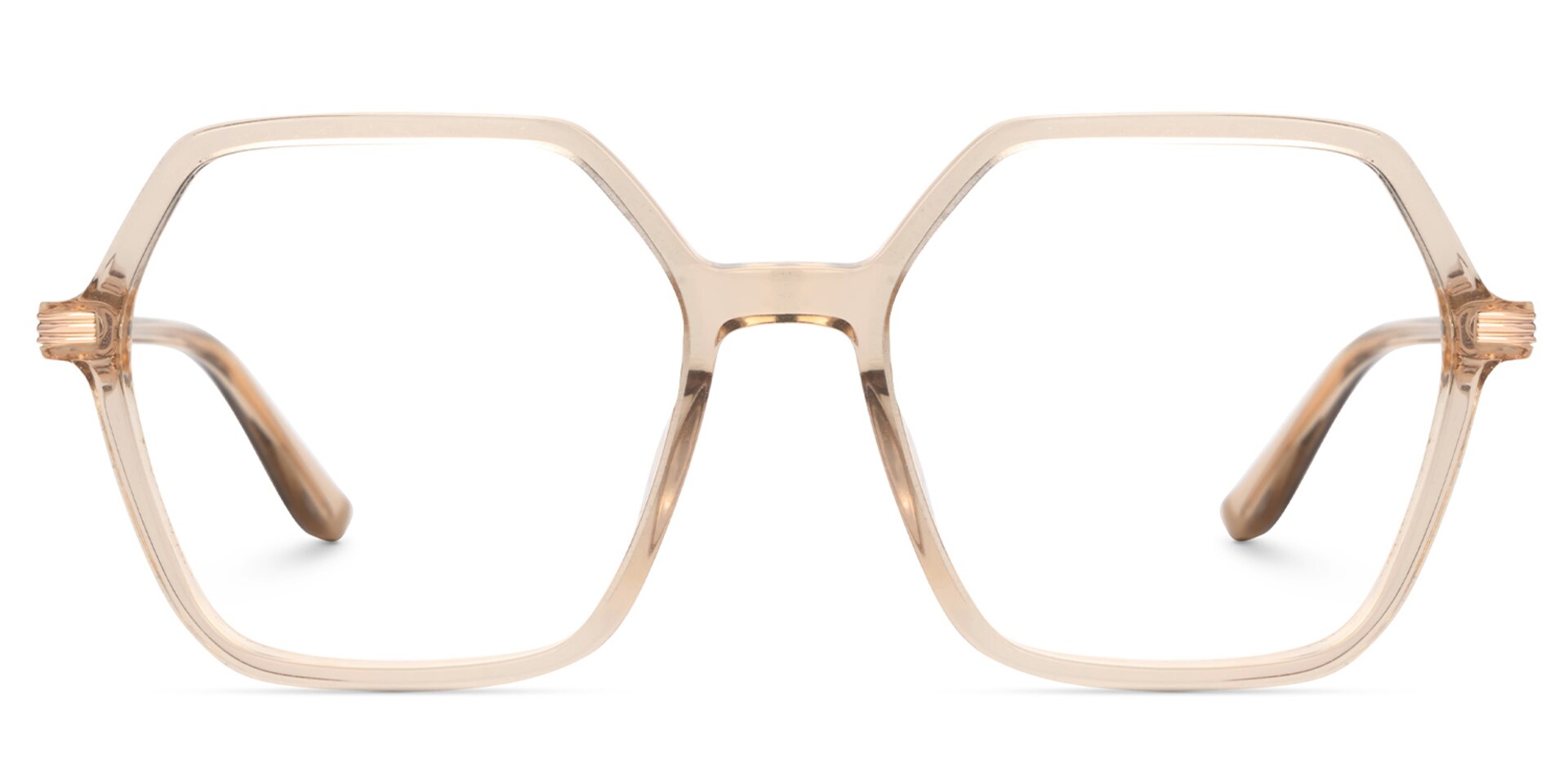 Viona Geometric Champagne Full-Frame Glasses | Zeelool0