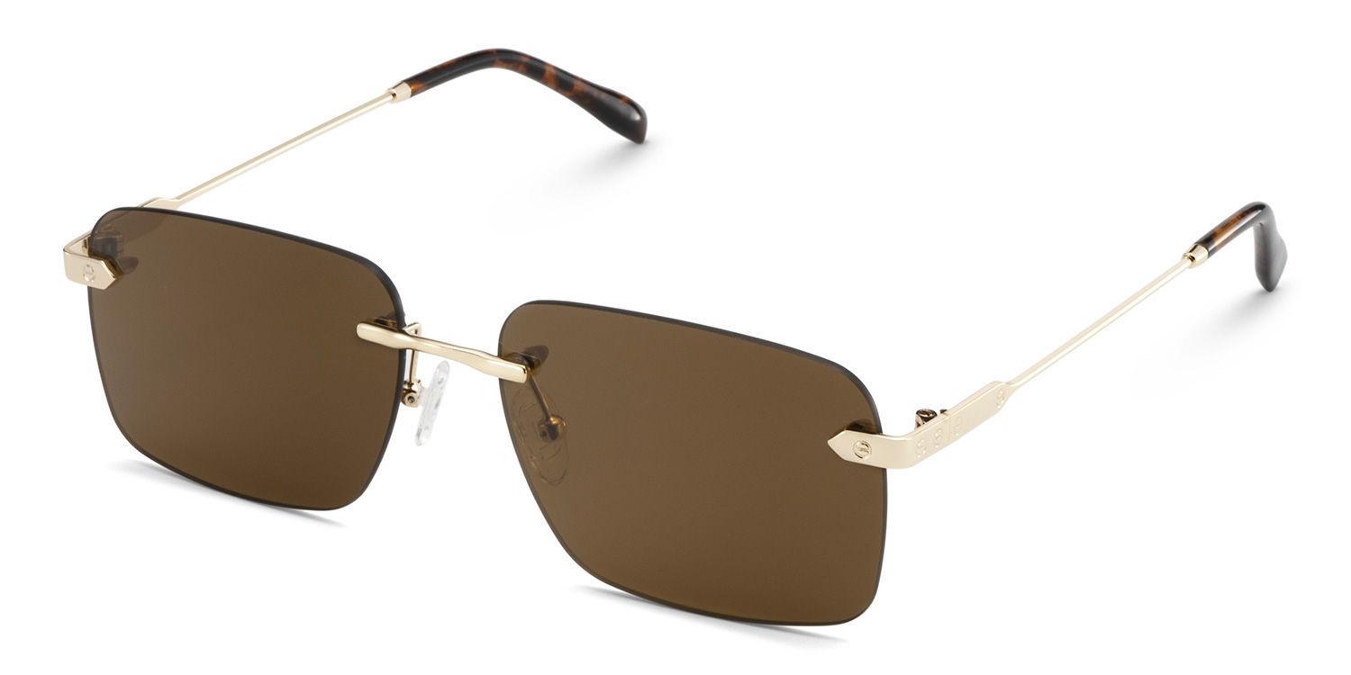 Rey Rectangle Gold Sunglasses for Women & Men | ZEELOOL2