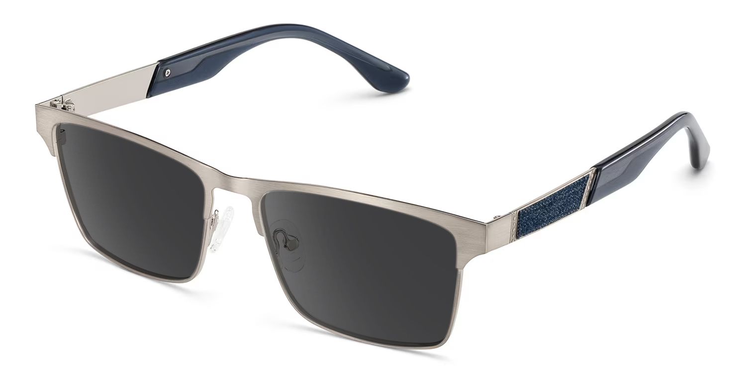 Jasper Eyeglasses in Browline Silver Frame | Zeelool2