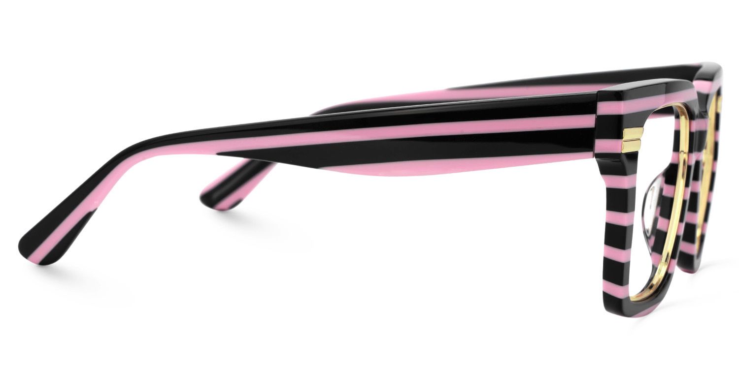 Taylor Square Black Pink Striped Frame Glasses for females | Zeelool2