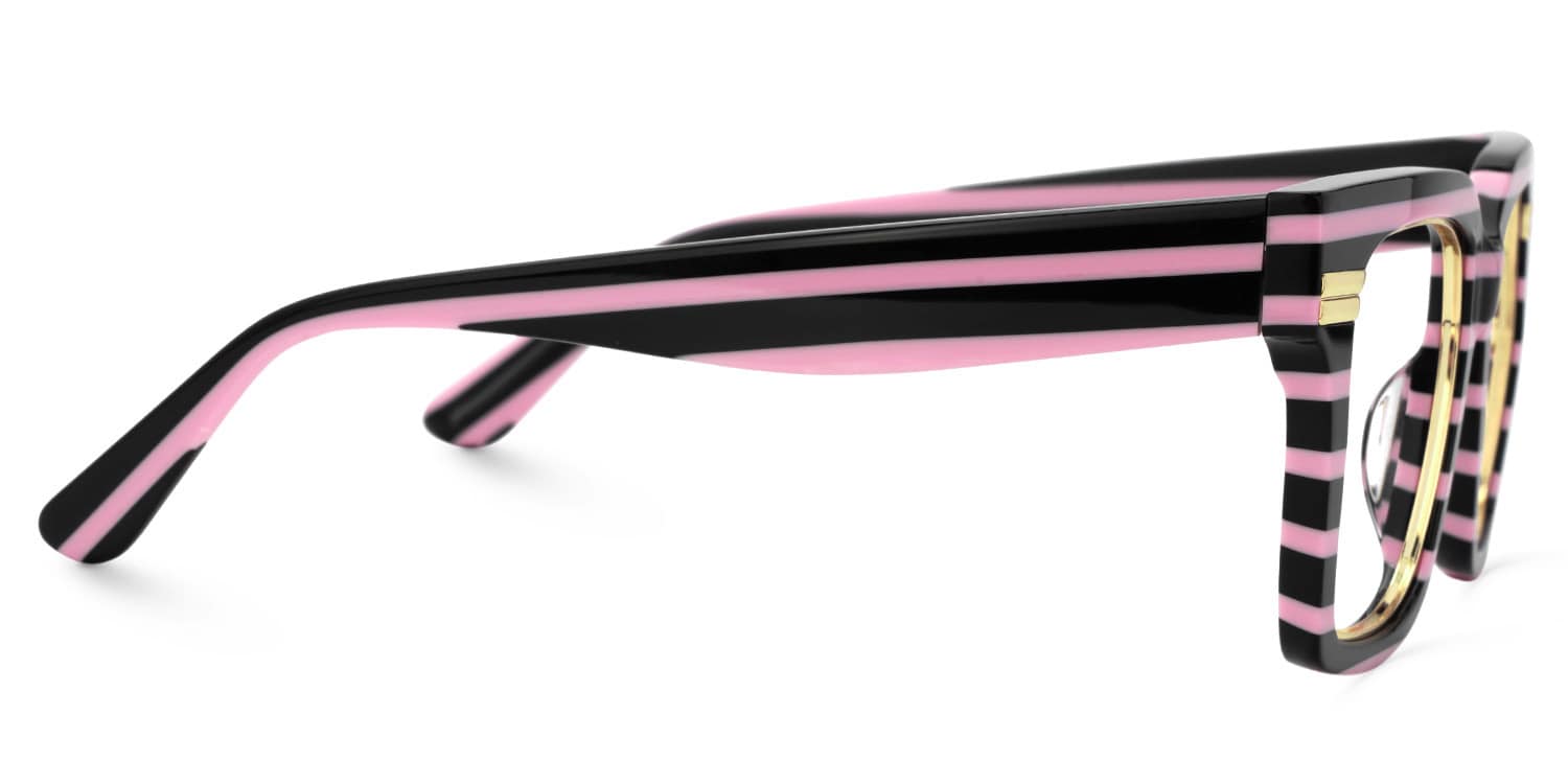 Taylor Square Black Pink Striped Glasses2