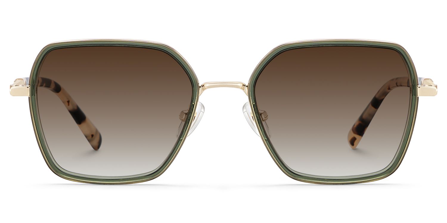 Zeelool Women's Geometric Green Mixed Prescription Glasses