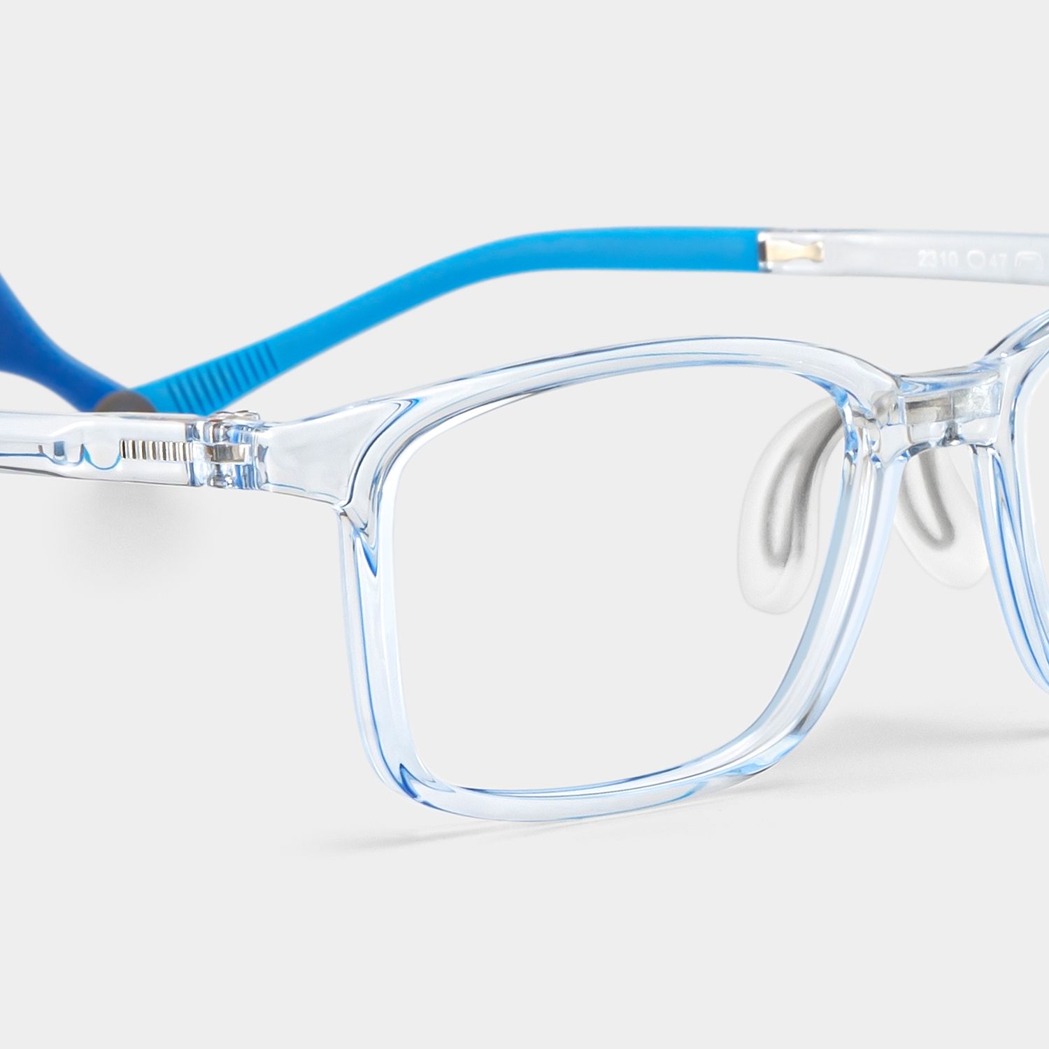 June Rectangle Clear Blue Frame Eyeglasses for Pre-tweens