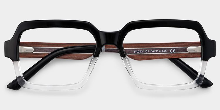 Jack Rectangle Black & Clear Glasses