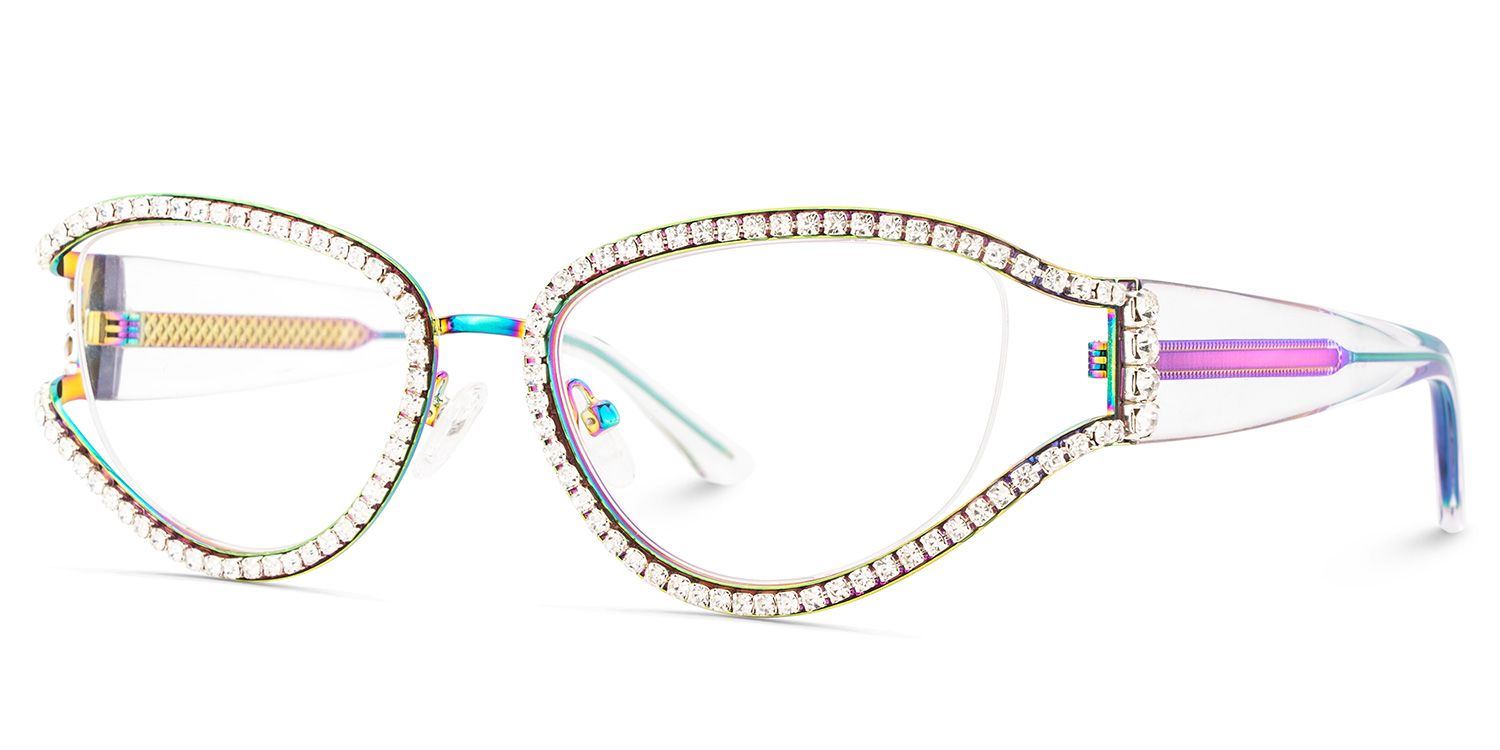 Ladies's Cat Eye Glasses With Shiny Diamonds3