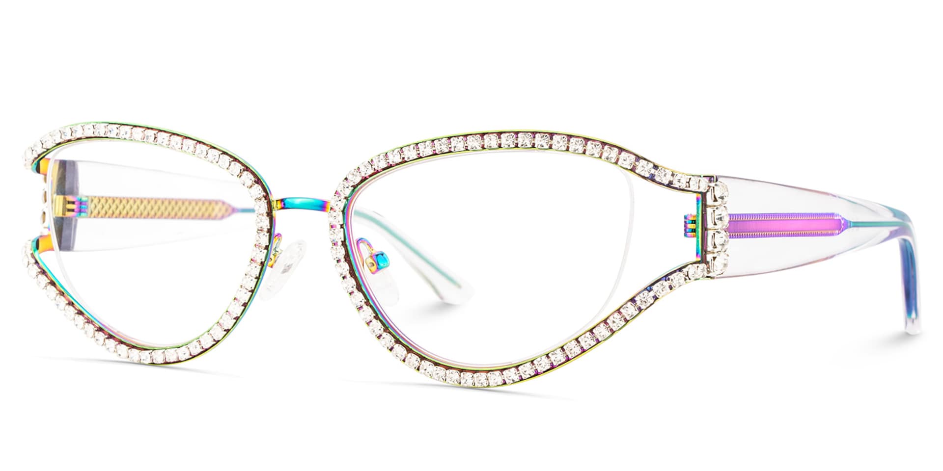 Ladies's Cat Eye Glasses With Shiny Diamonds3