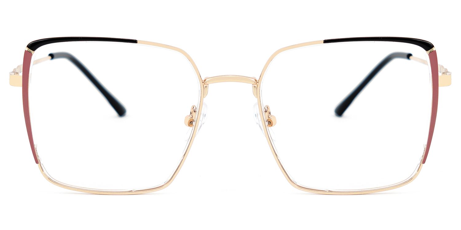 Baez Metal Red and Black Glasses Frames with Square Shape | Zeelool0