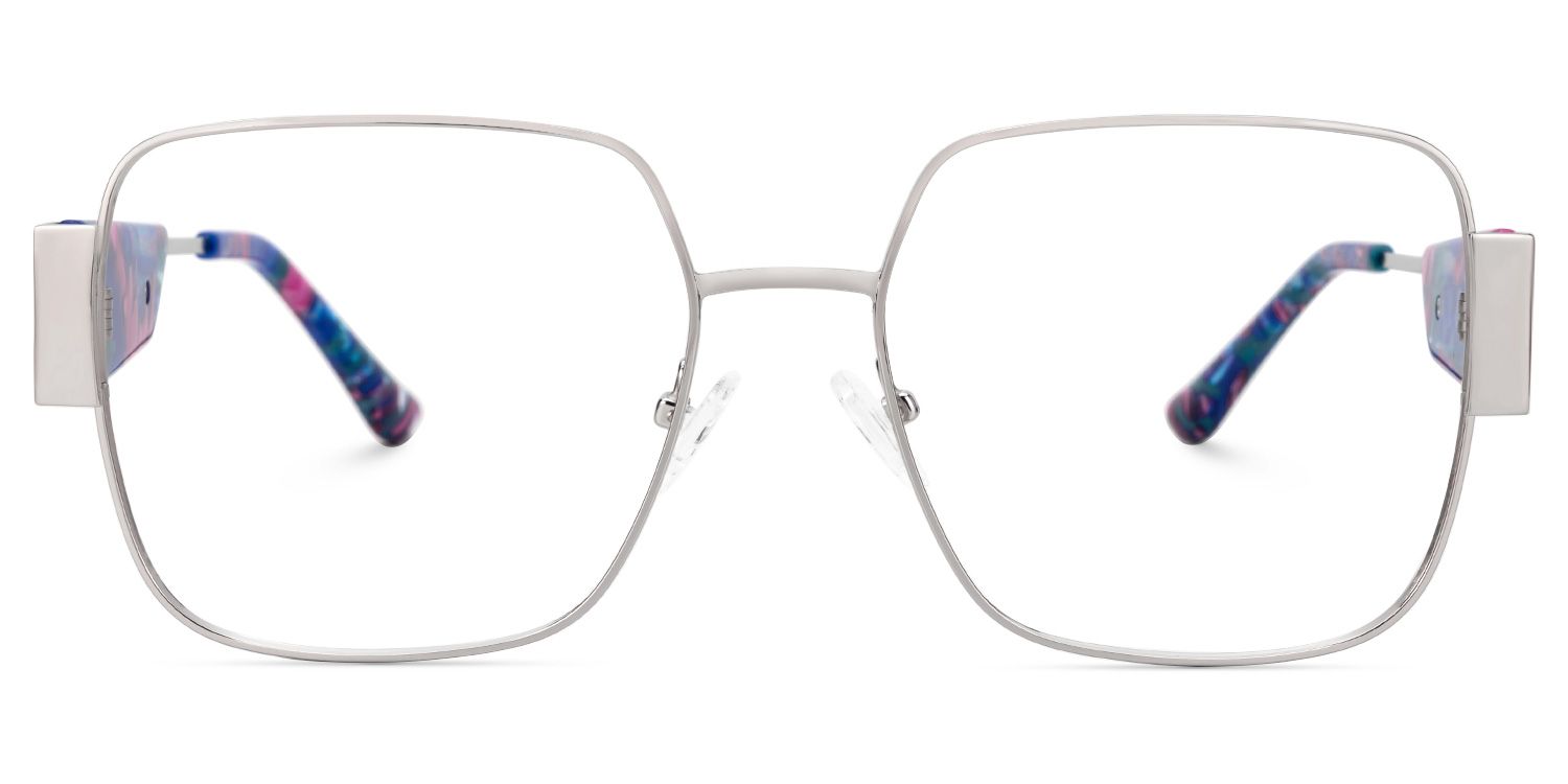 Porsha Designer Eyeglasses in Square Silver Frame0