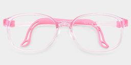 Casey Rectangle Clear Pink Glasses0