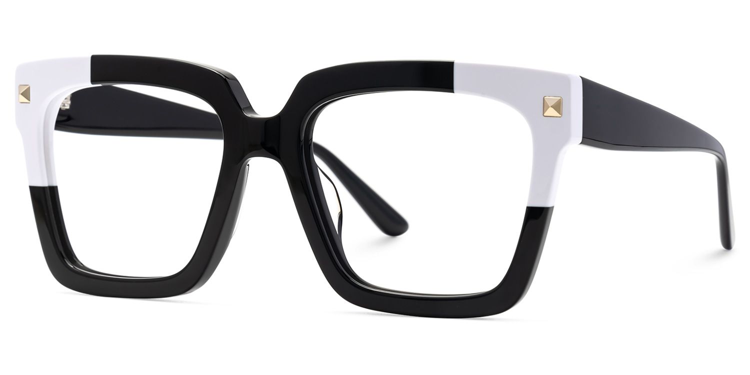 Glendalis Square Black and White Frames for Glasses  | Zeelool1