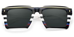 Kenish Black White Square Sunglasses1