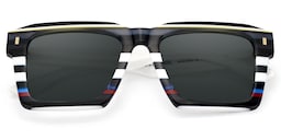 Kenish Square Black White Glasses1