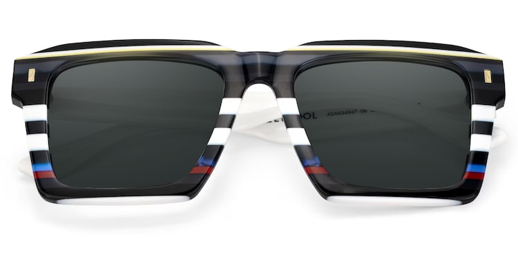 Kenish Square Black White Glasses