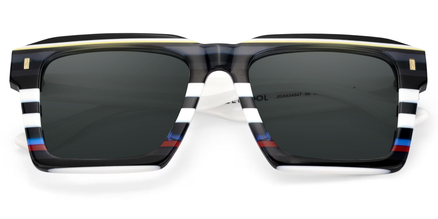 Kenish Square Black White Glasses