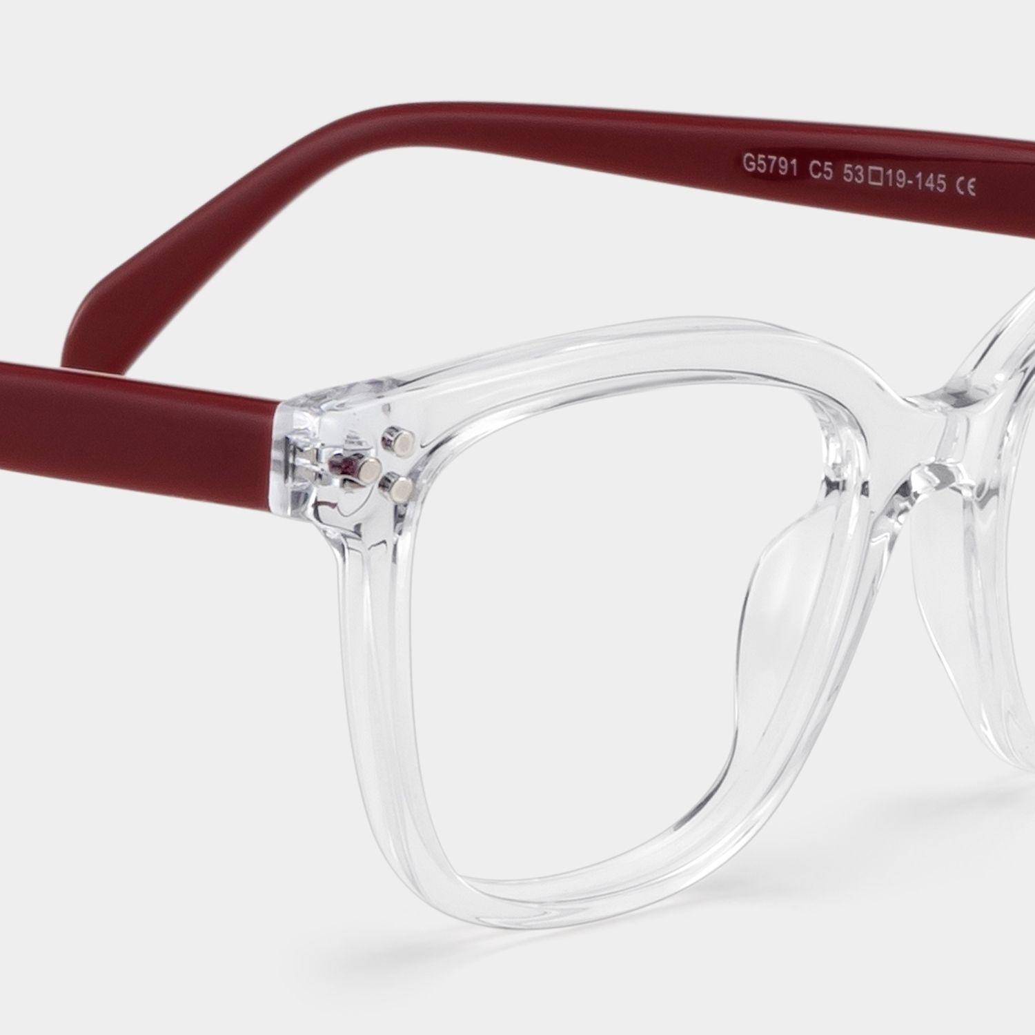 Scarlett Clear Red Frame Glasses with Square Frame Online | ZEELOOL5