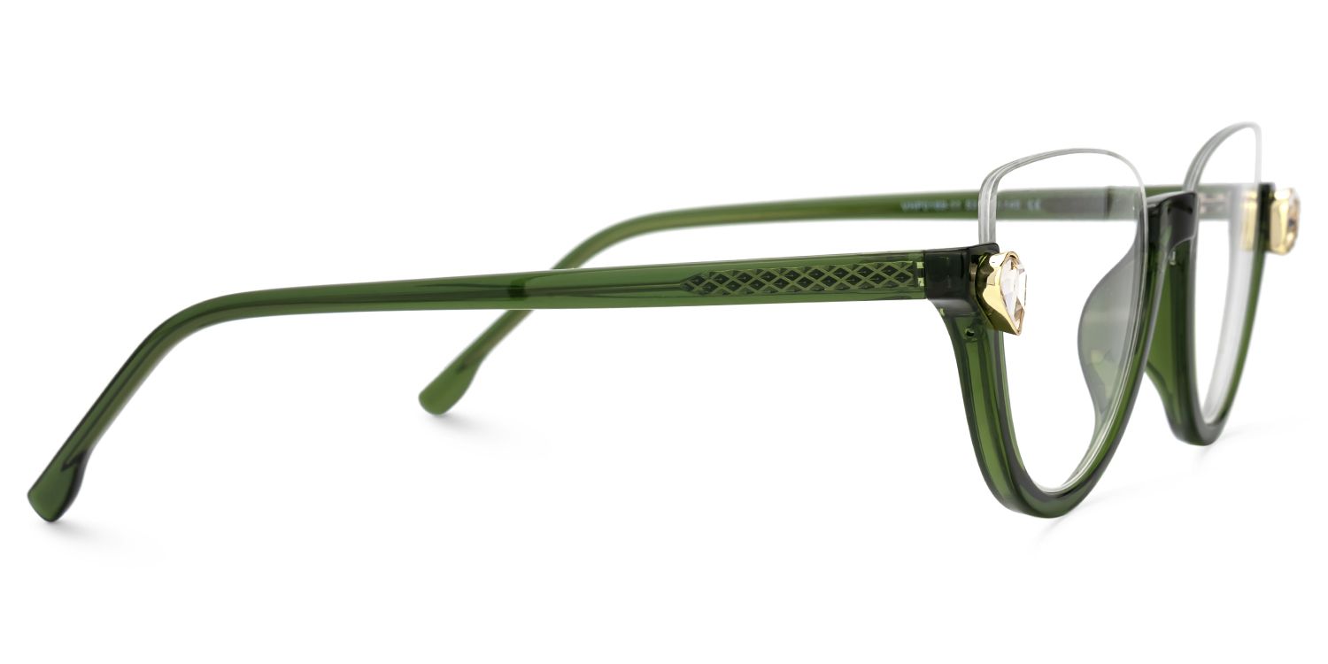 Felicia Cat Eye Green Eyeglasses and Semi-Rimless2